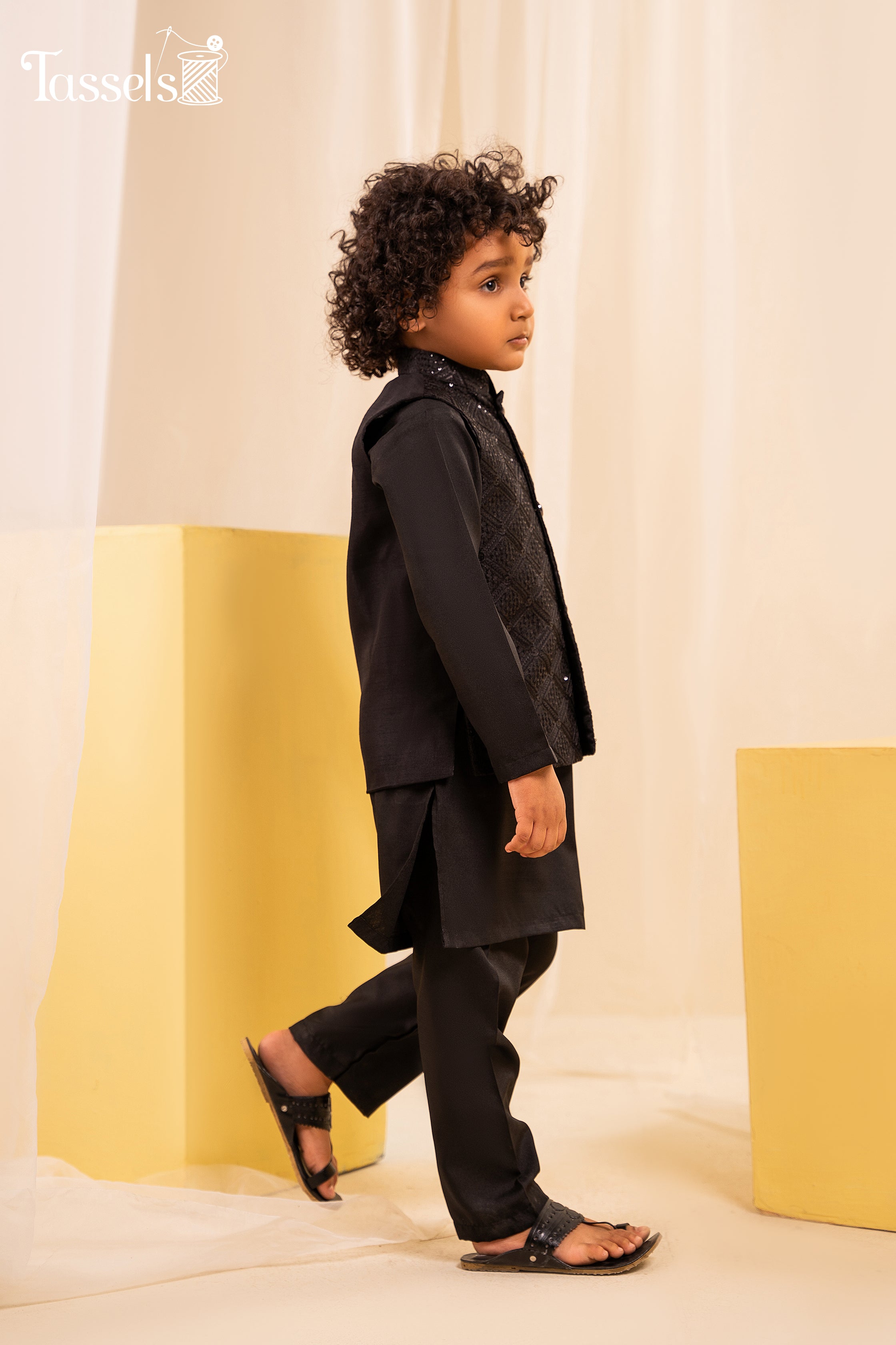 Waist Coat 3 pc Ready to Wear T-Black