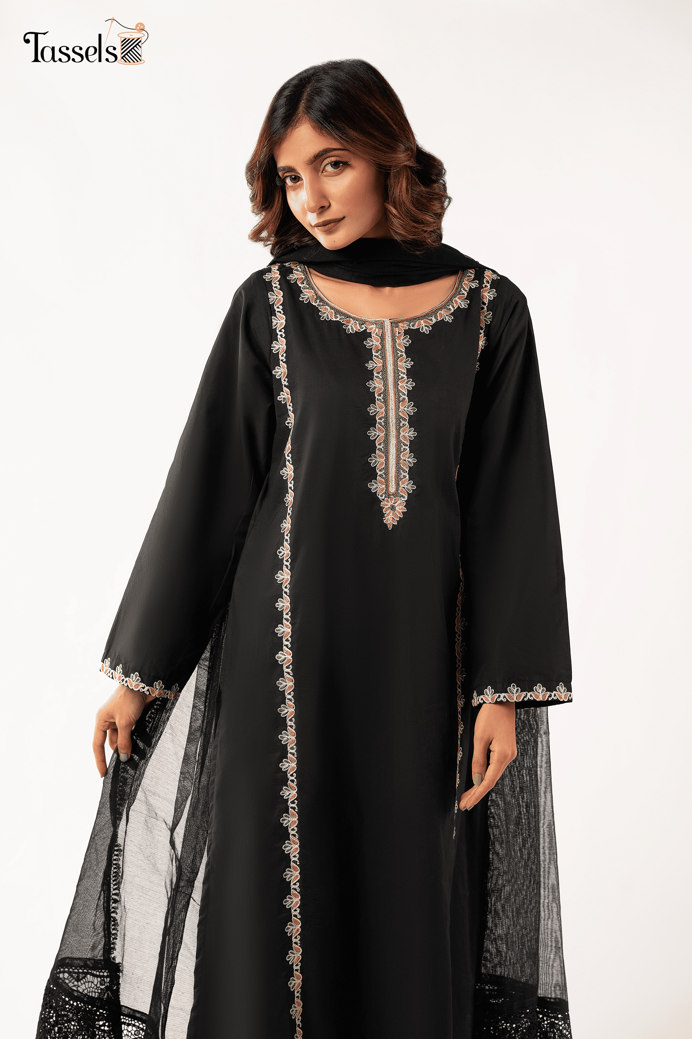 Embroidered black (3piece ready-to-wear)