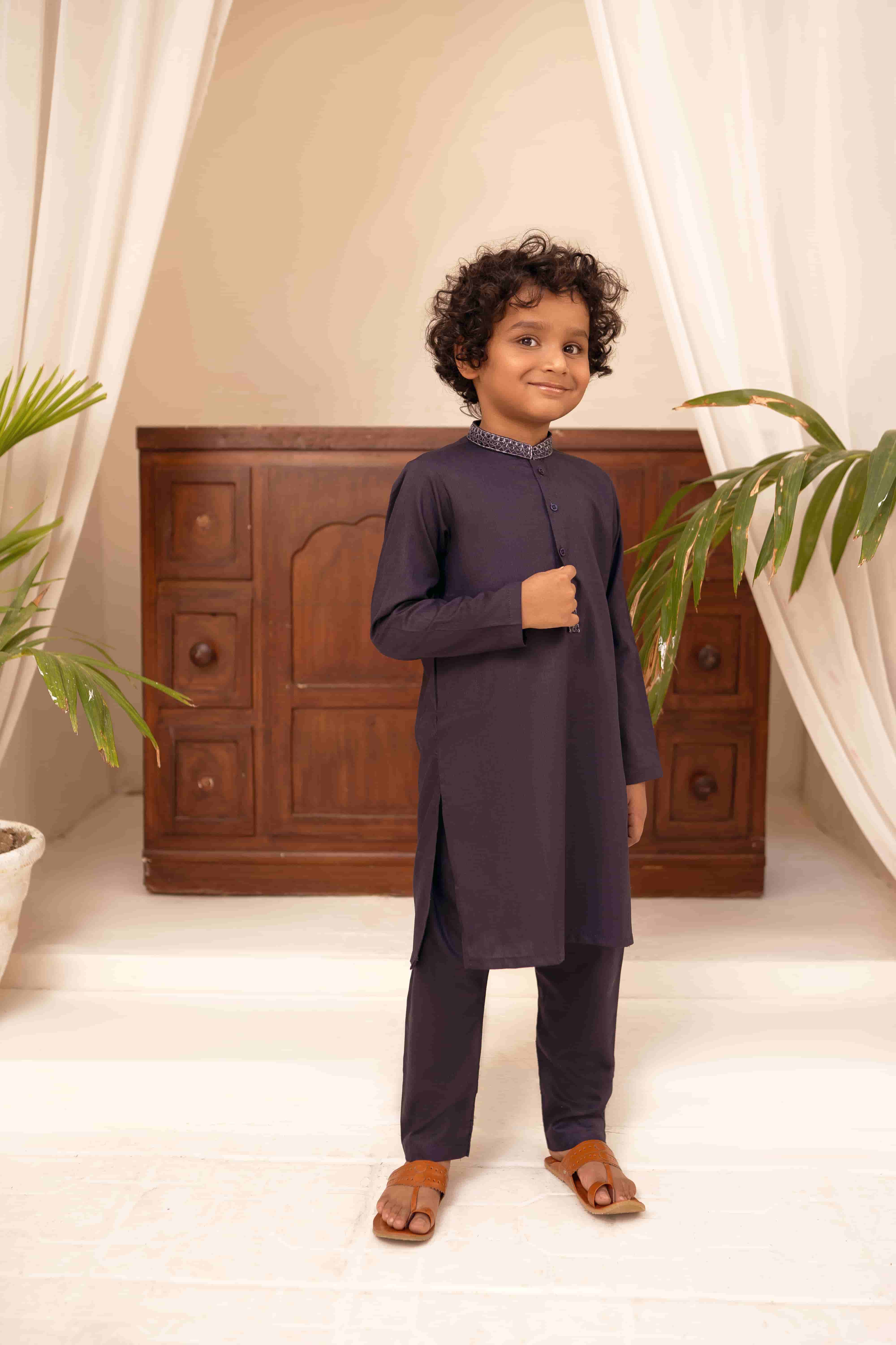 Code B-Navy Blue Kids Kurta Pajama