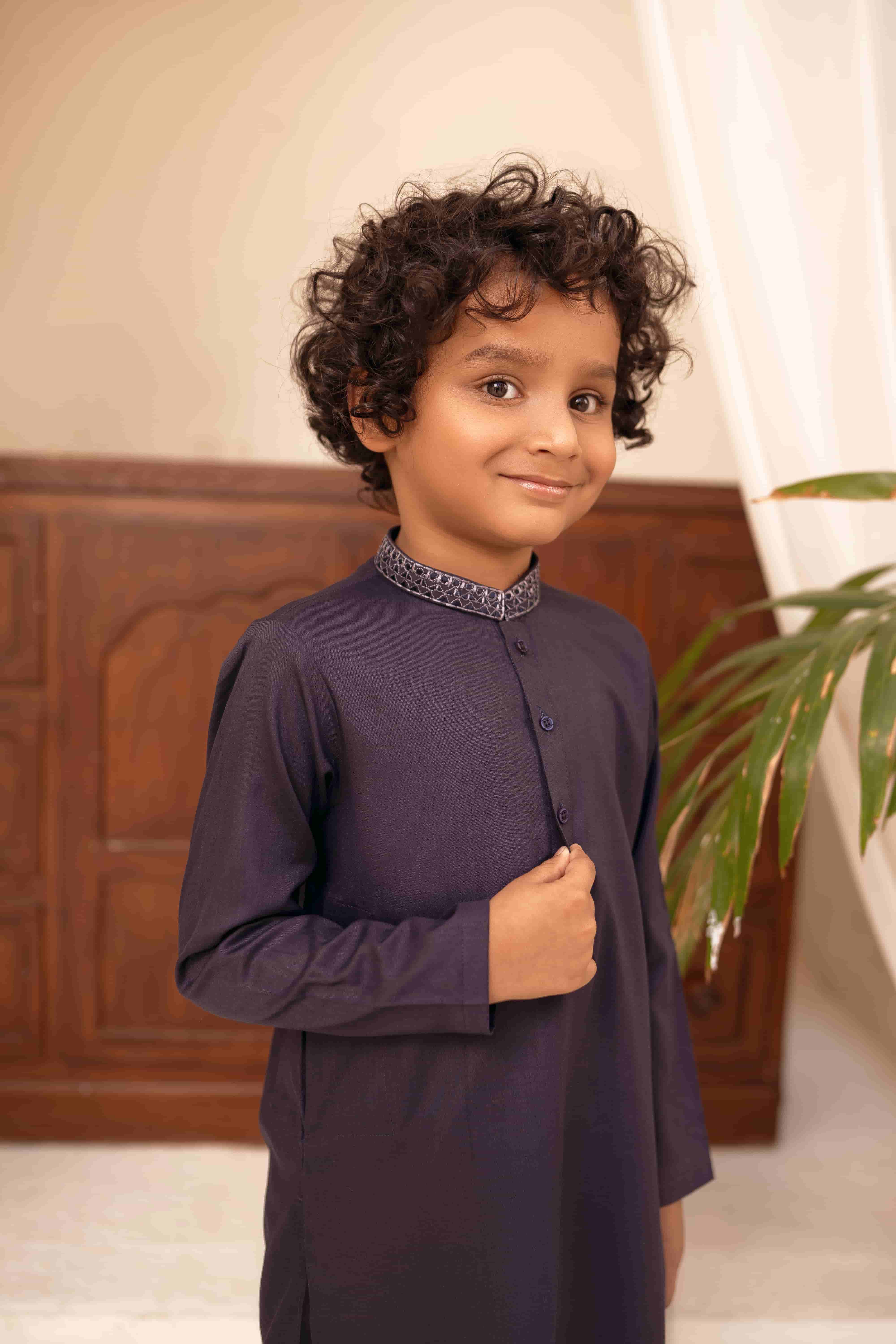 Code B-Navy Blue Kids Kurta Pajama
