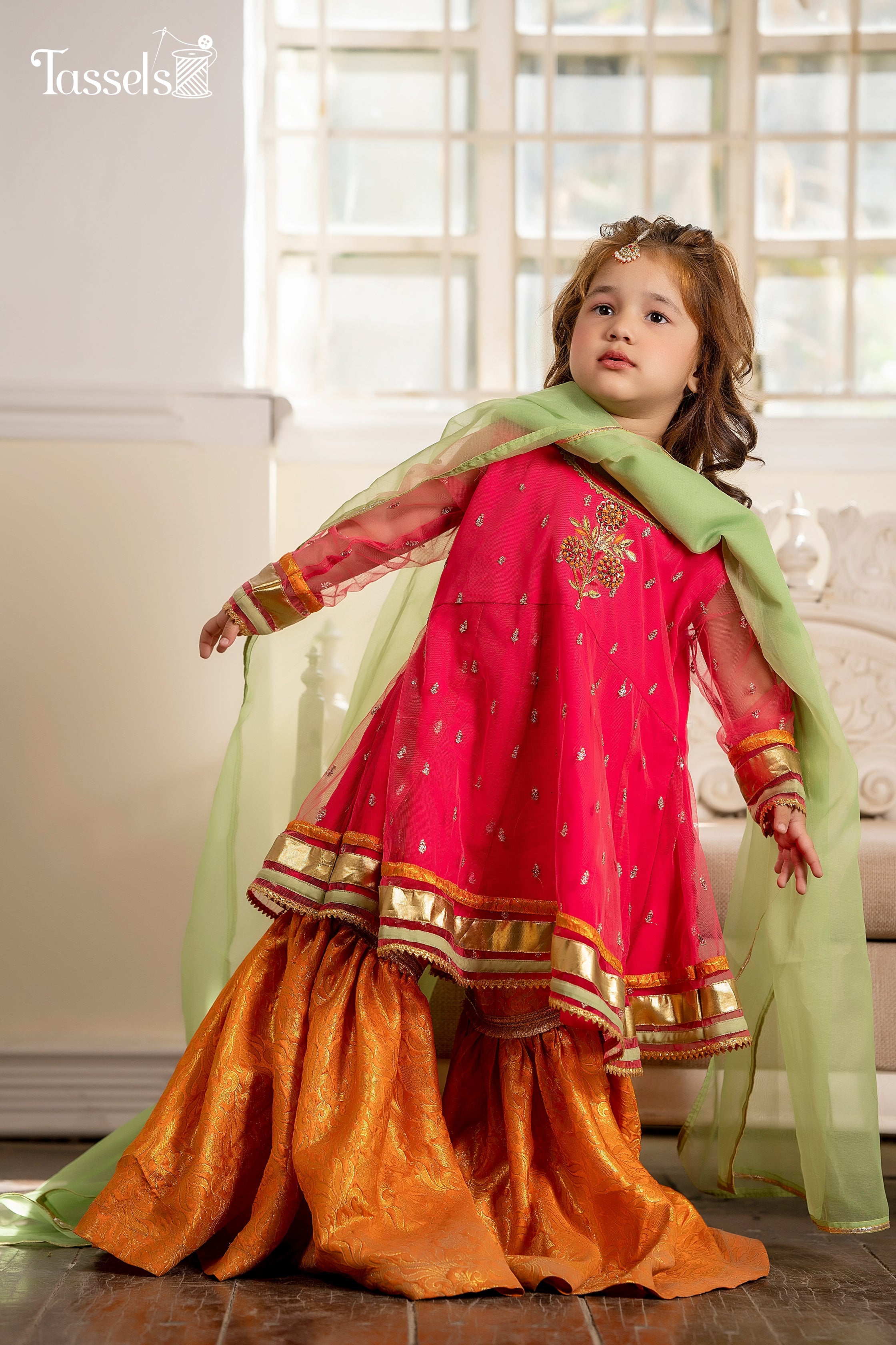 Nazneen by Tassels Embroidered 3 Piece Stitched Zari Suit NT23G3-GULABI -Eid Collection