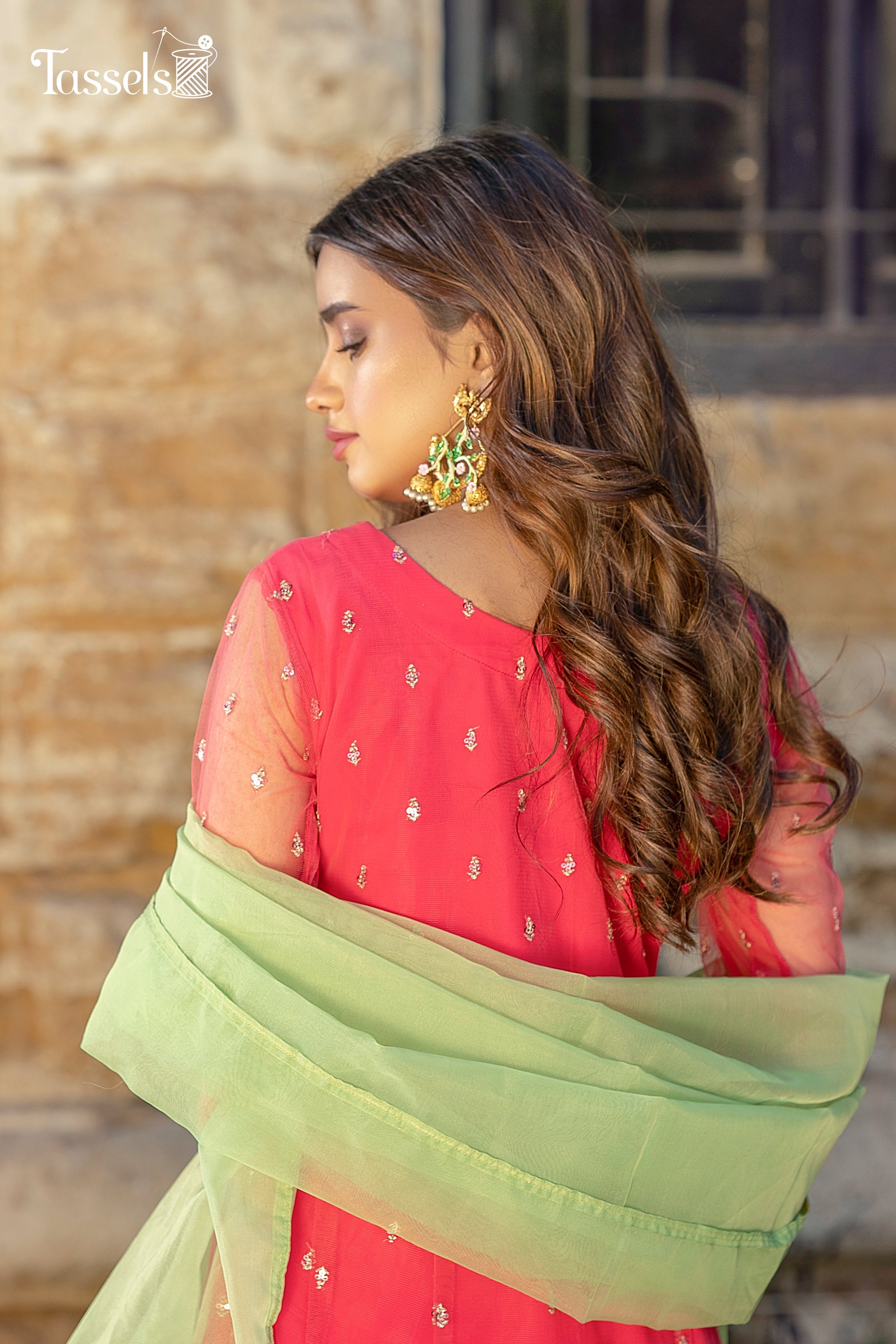 Nazneen by Tassels Embroidered 3 Piece Stitched Zari Suit NT23G1-GULABI -Eid Collection