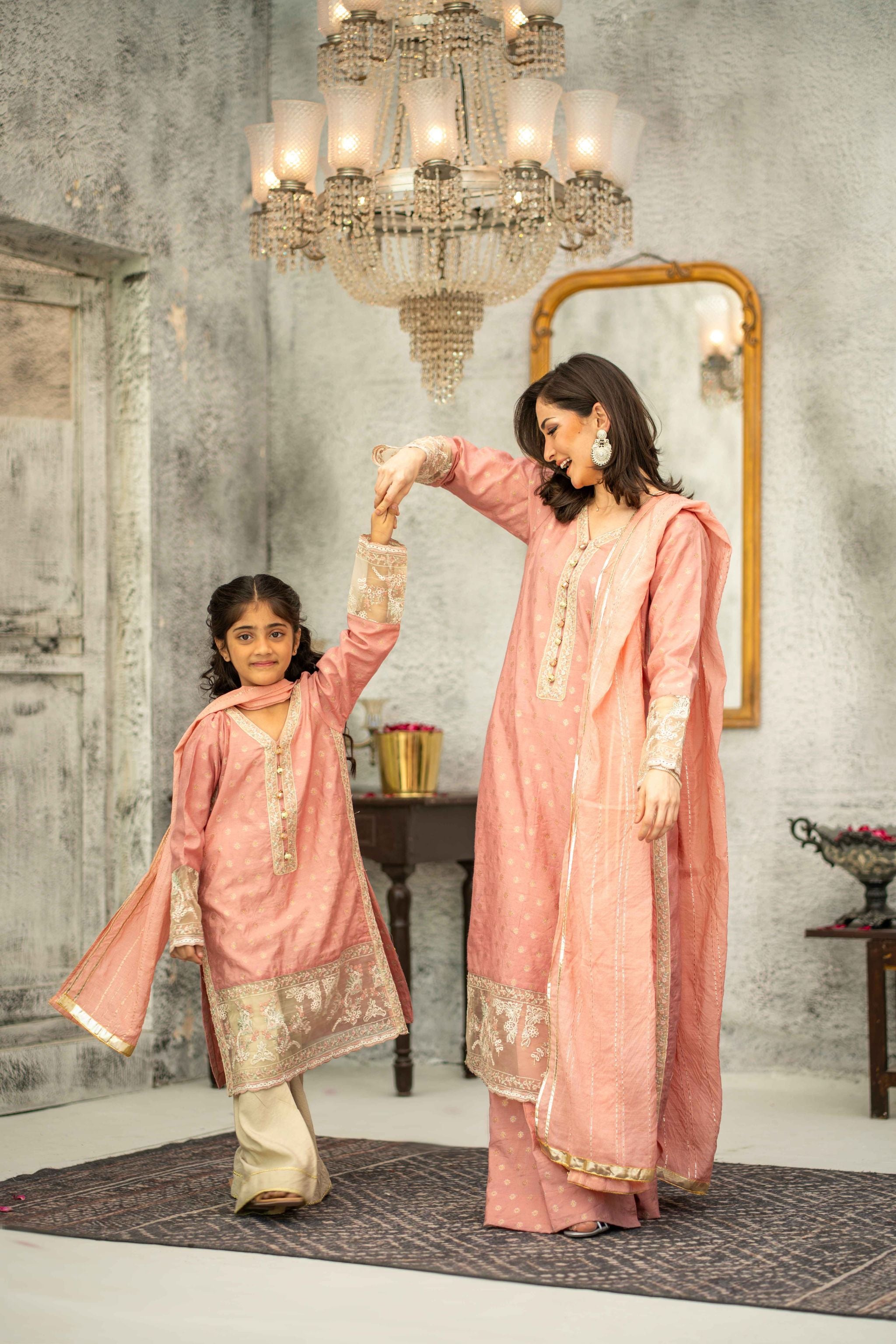 Stitched 3pc. Blush - Mother and Daughter (Ready-To-wear)
