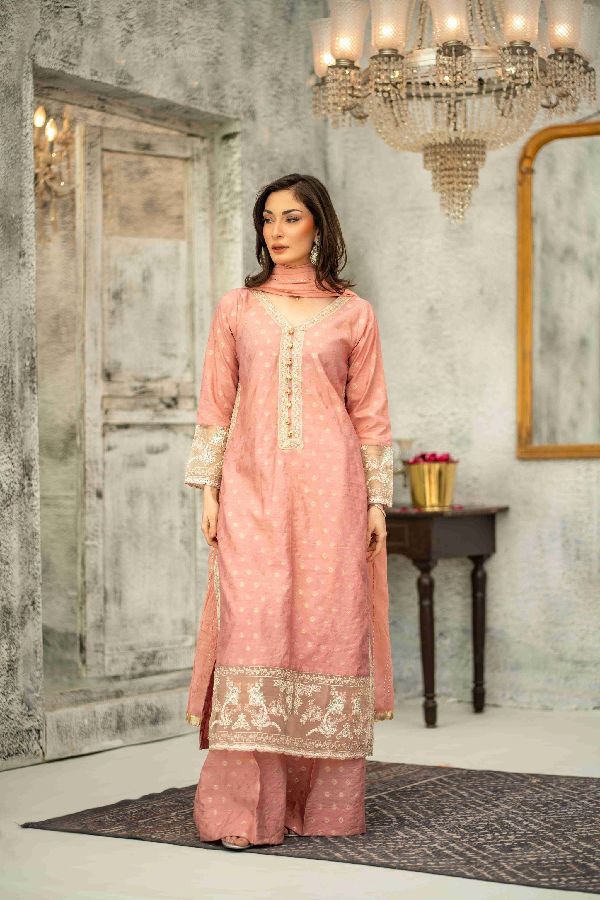Stitched 3pc. Blush - Mother and Daughter (Ready-To-wear)