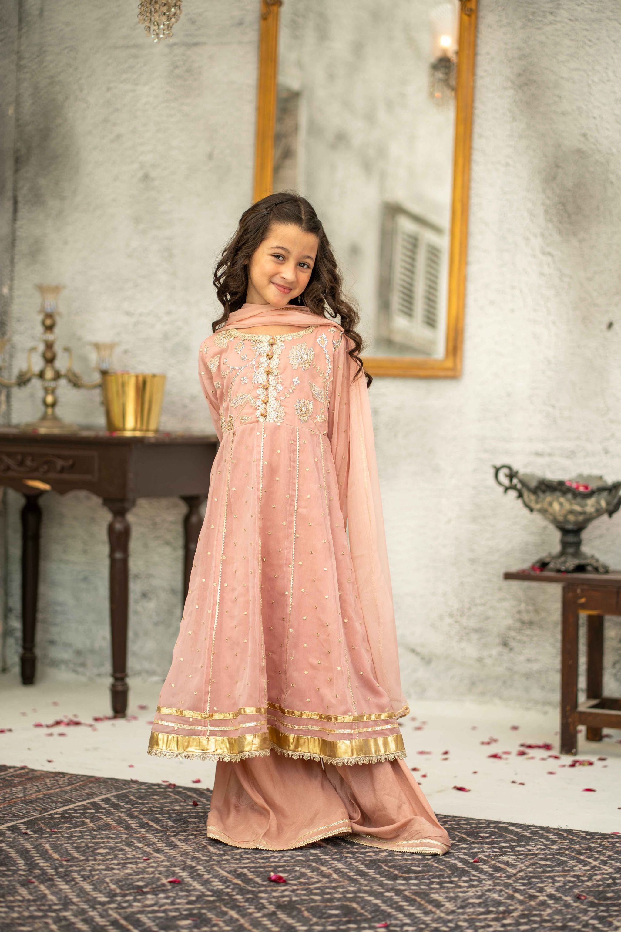 Chiffon Embroidered 3pc. Calista Kids (Ready-To-wear)