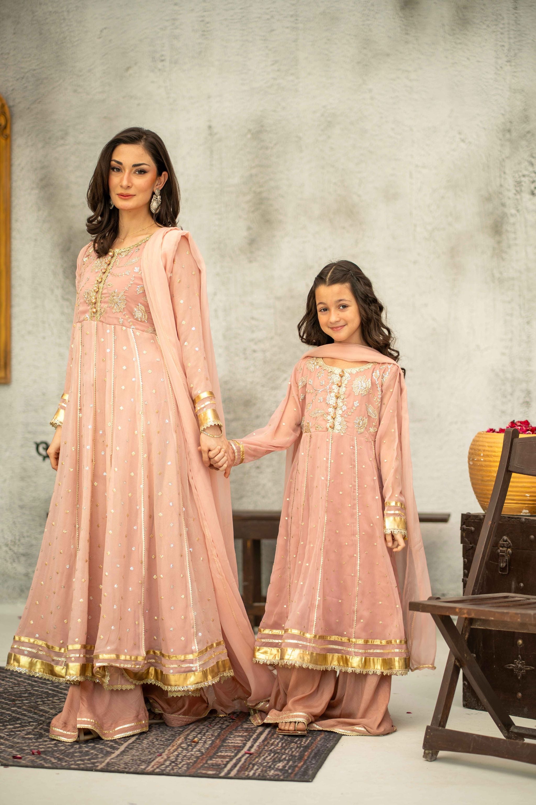 Chiffon Embroidered 3pc. Calista - Mother and Daughter (Ready-To-wear)