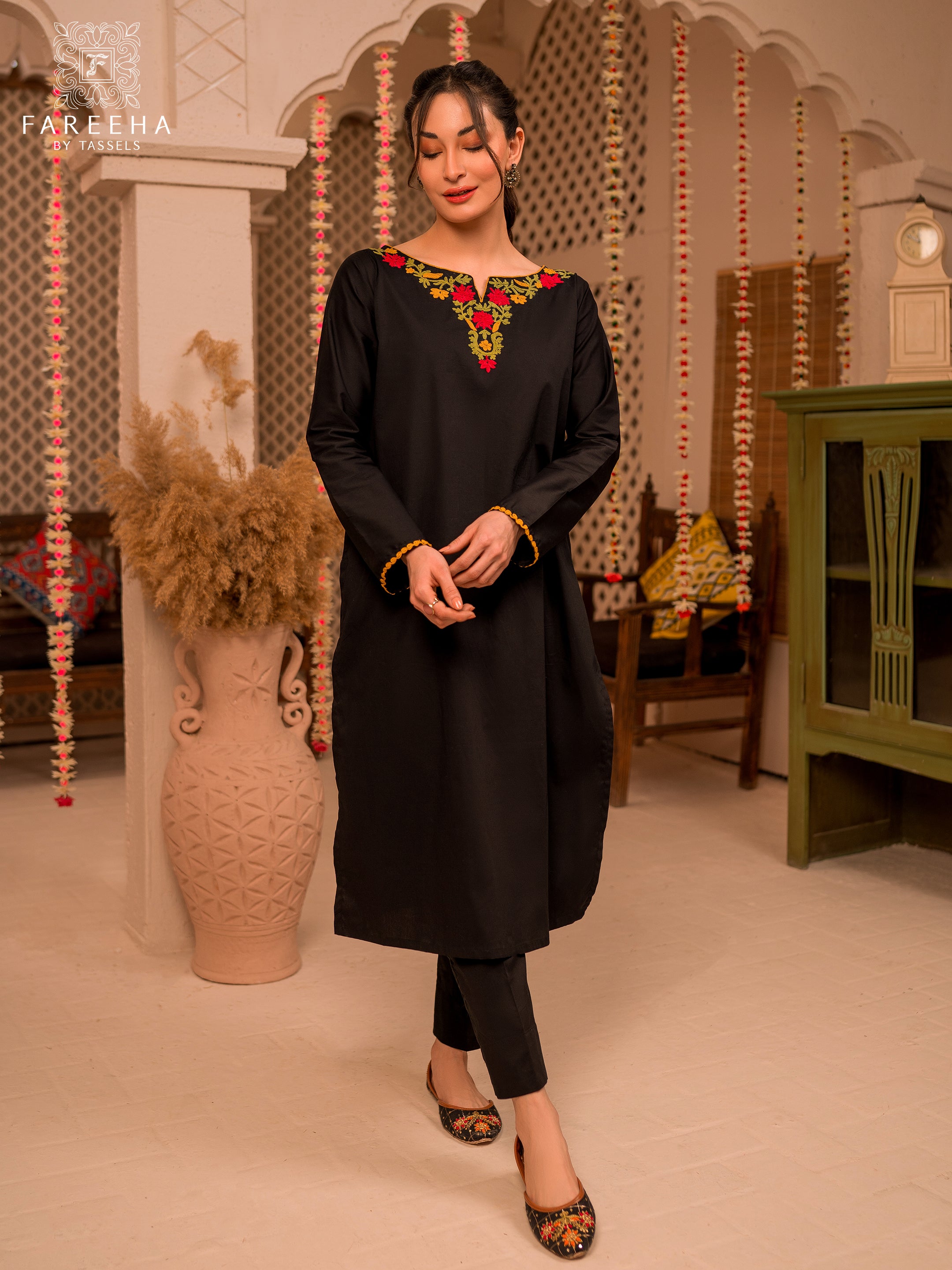 Tassels Embroidered Stitched 2 Piece Suit Modina - Amber- Pret Wear