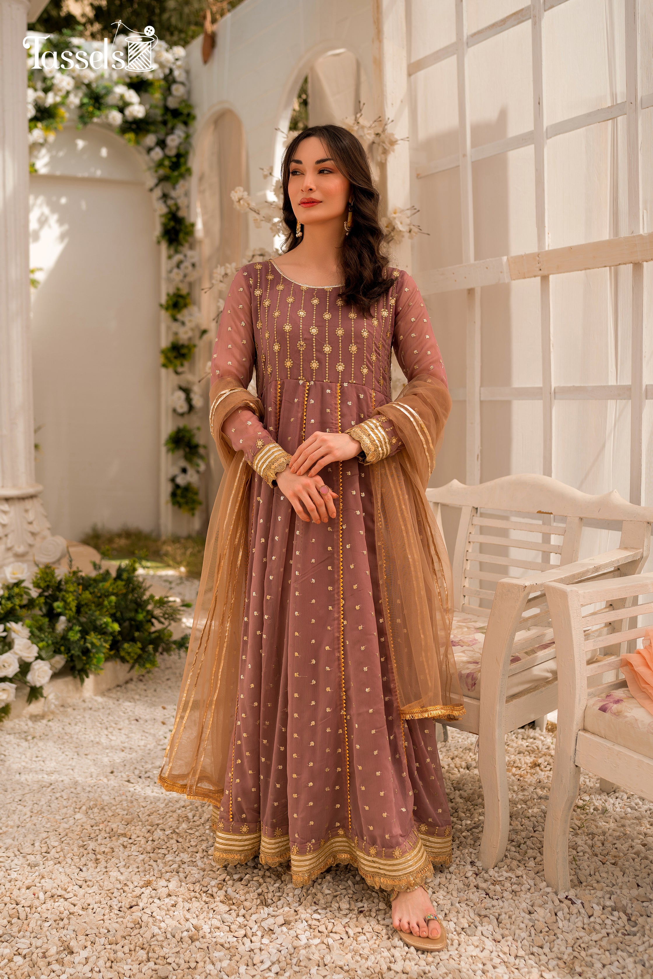 Nazneen by Tassels Embroidered 3 Piece Stitched Chiffon Suit NT23J1-Jamini-Eid Collection