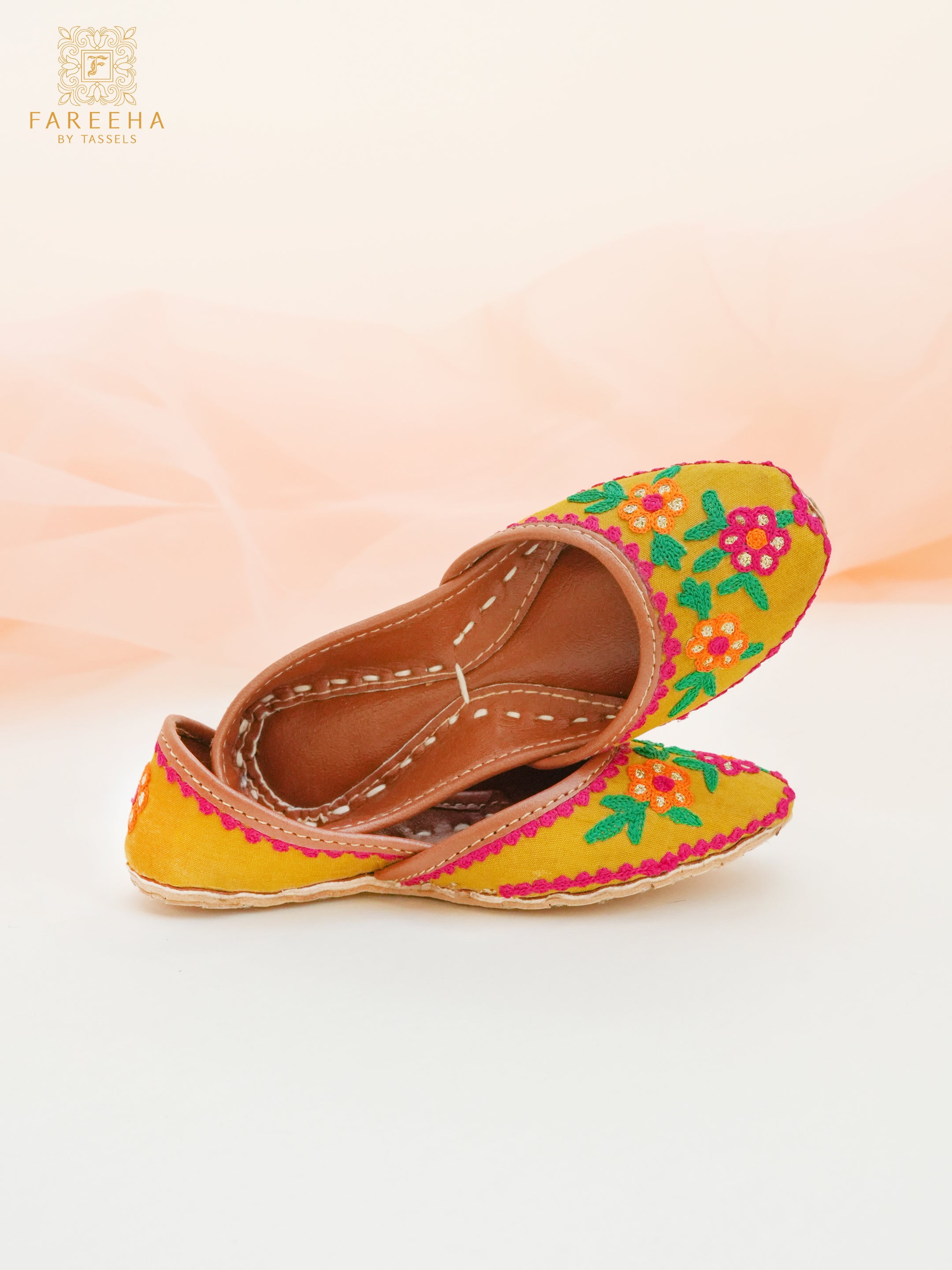 Fareeha by Tassels Kids Khussa Daffodil