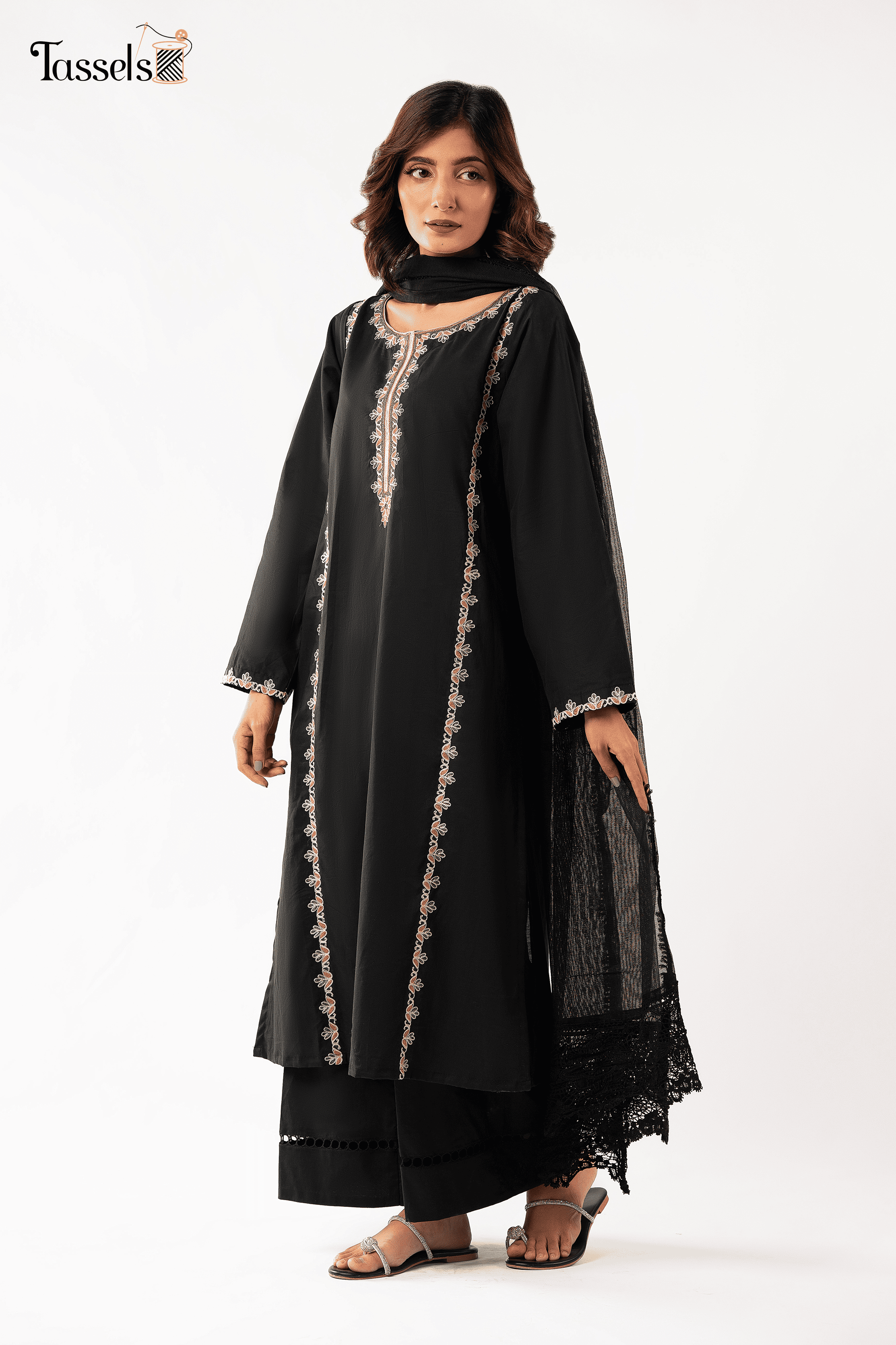 Embroidered black (3piece ready-to-wear)