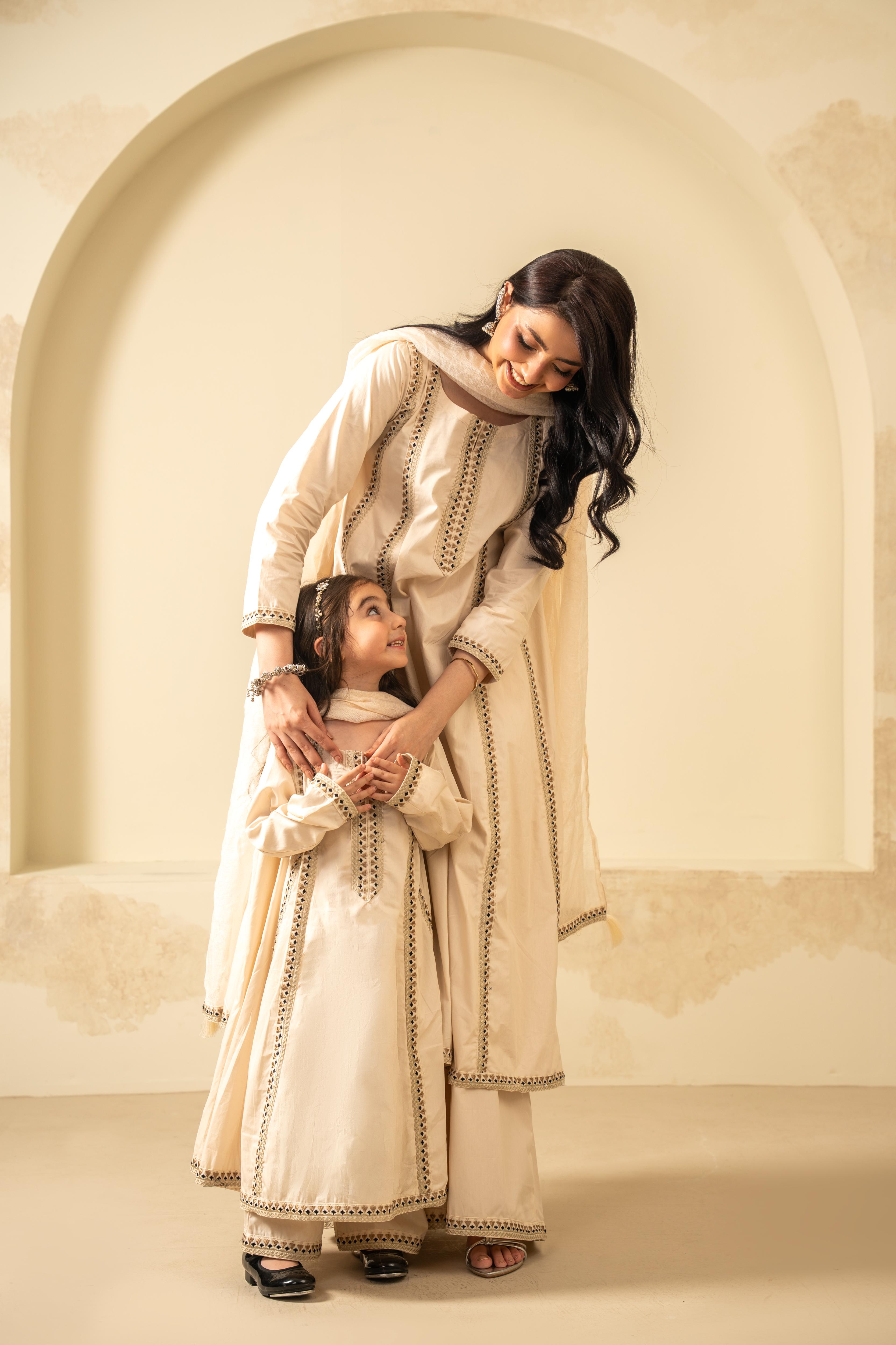 Embroidered 3pc. Virelle - Mother and Daughter (Ready-To-wear)