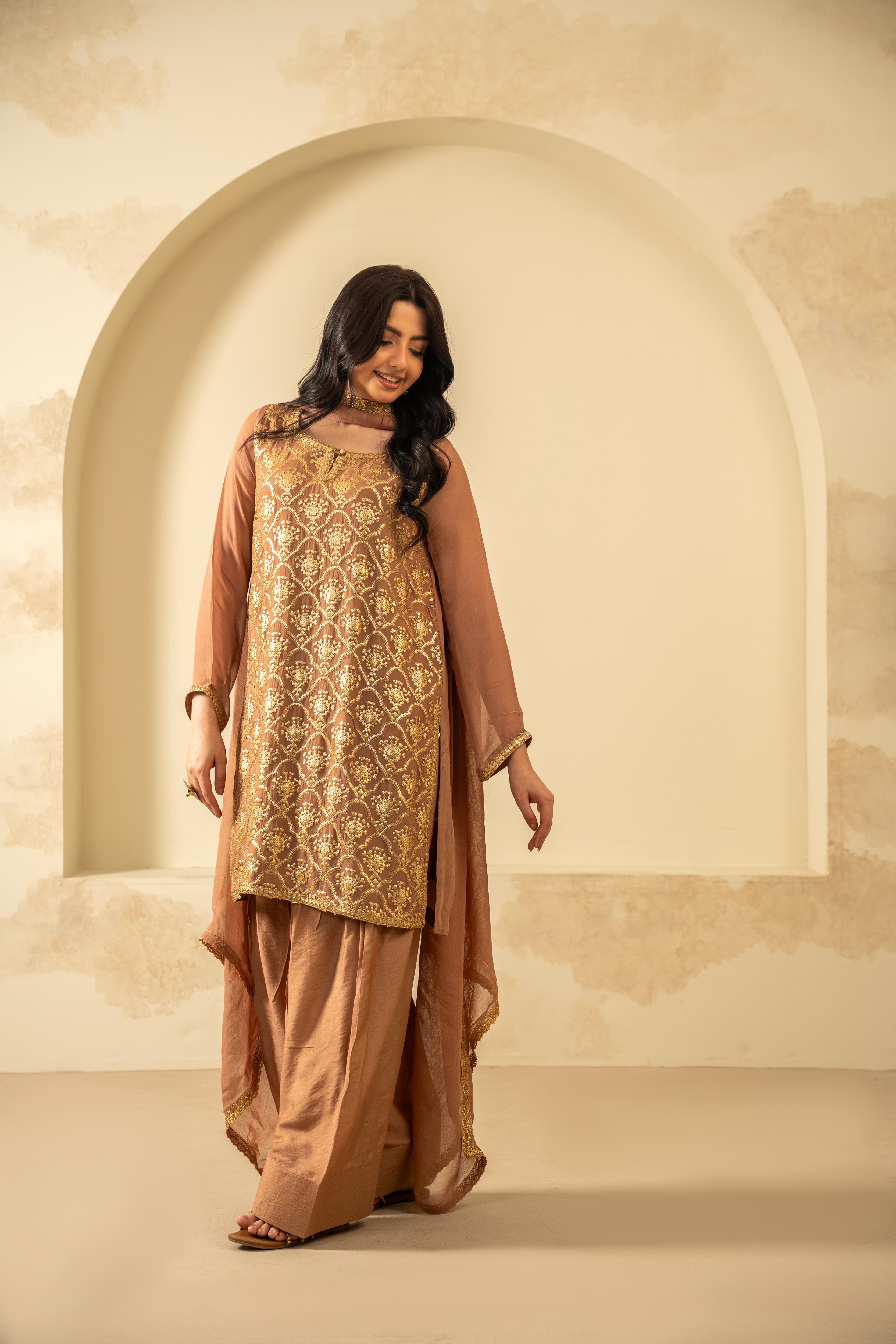 Embroidered stitched 3pc - Soreya (Ready-To-wear) – TASSELS