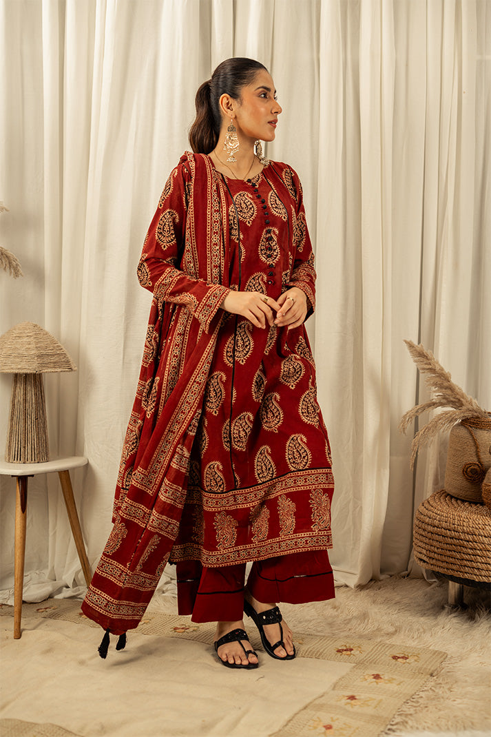 Qalamkar - Stitched 3pc - Ready-to-wear