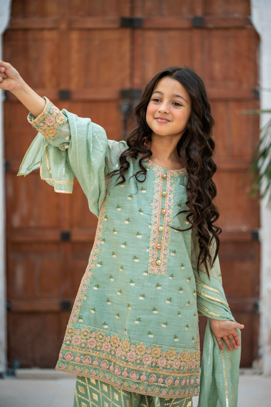 Embroidered Stitched 3pc. Stromy Kids (Ready-To-wear)