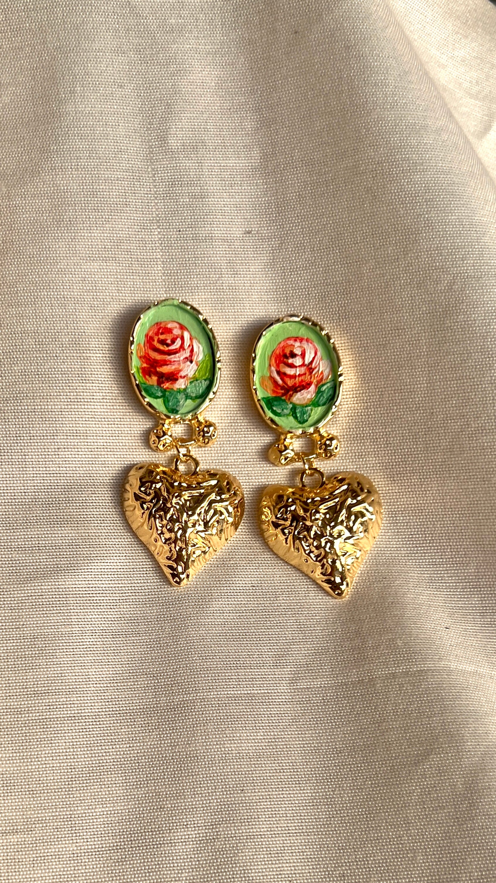 Roselle (hand painted earrings)