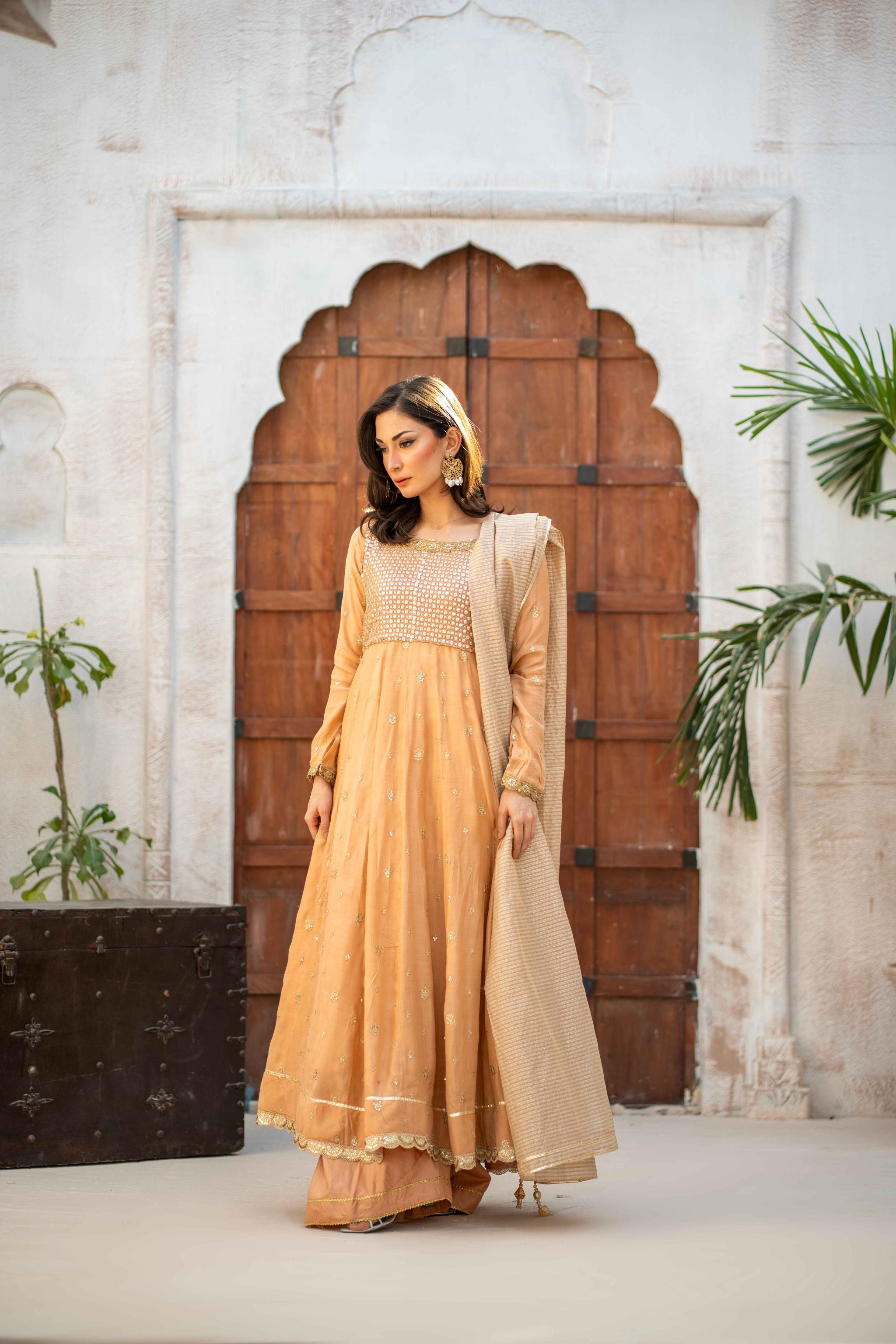 Stitched Embroidered 3pc. Peachy - Mother and Daughter (Ready-To-wear)