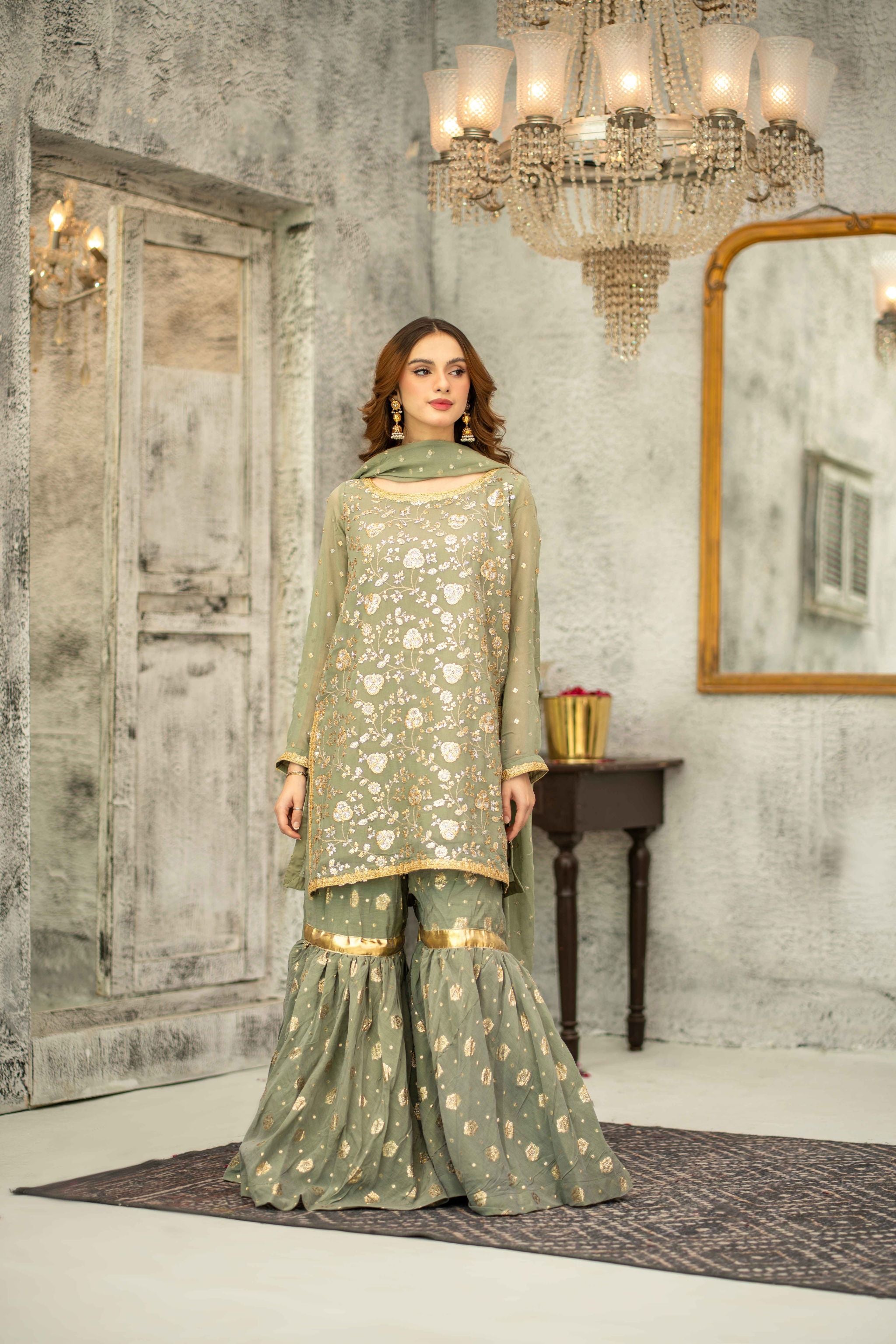 Chiffon Stitched 3pc - Leora (Ready-To-wear)