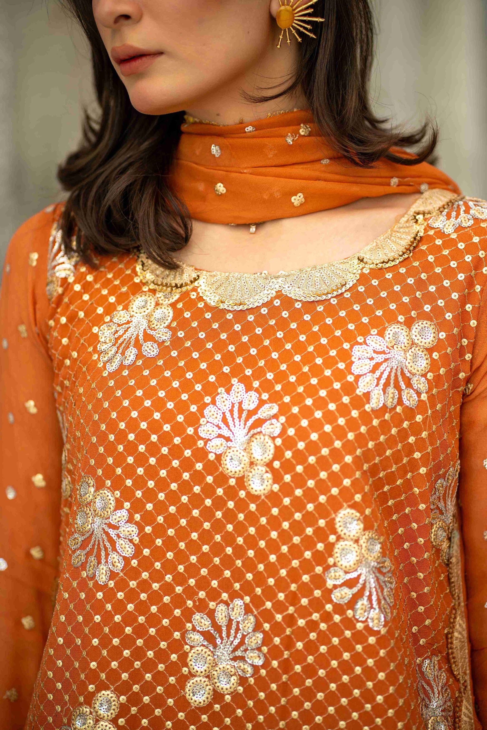 Chiffon Stitched 3pc. Rusty (Ready-To-wear)