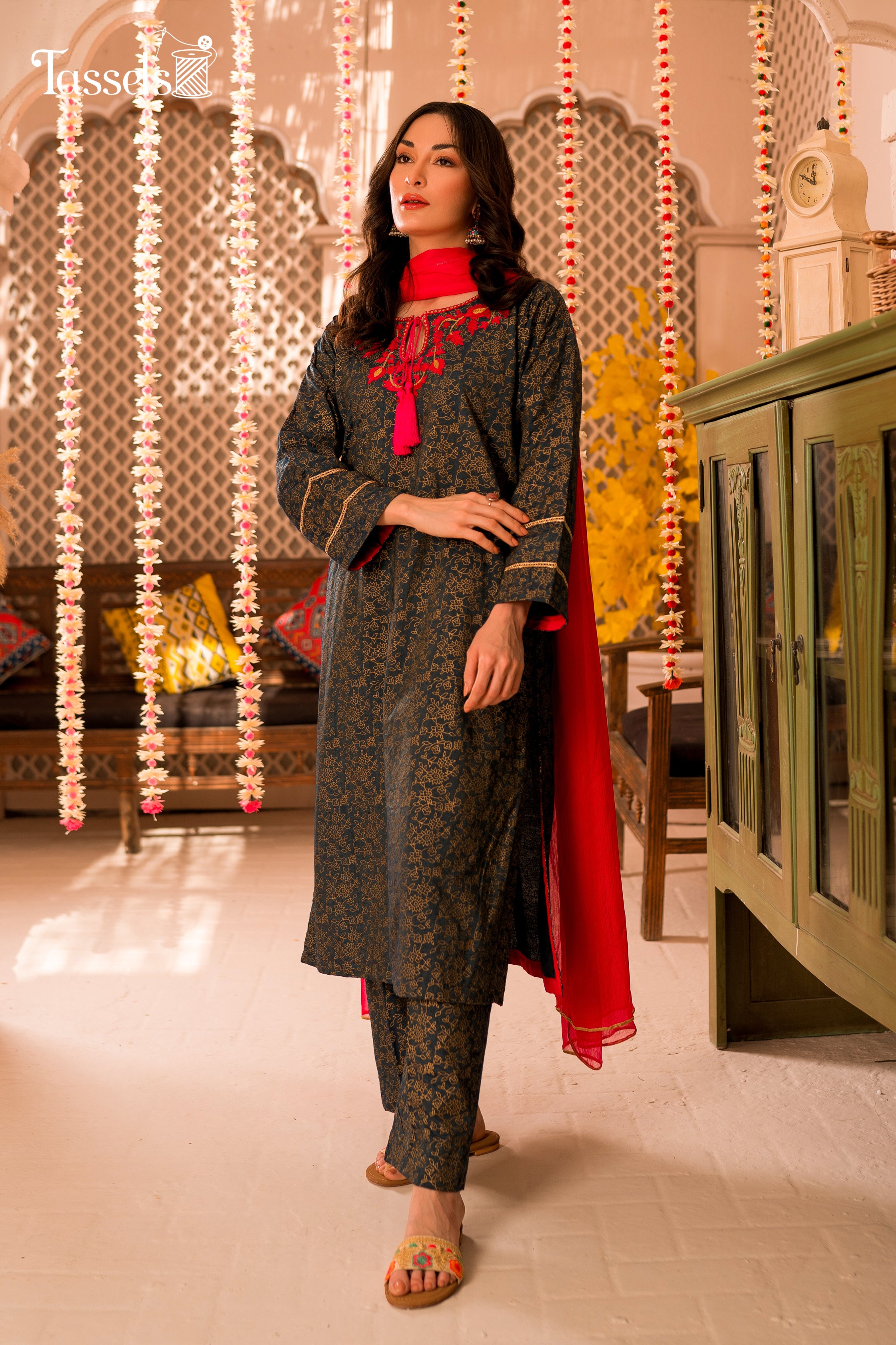 Nazneen by Tassels Embroidered 3 Piece Stitched Cotton Lawn Suit NT23J1-Jumaan-Eid Collection